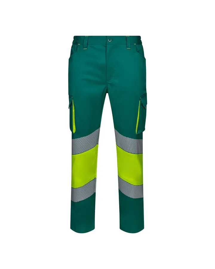 Pantalon stretch bicolore avec bande segmentée