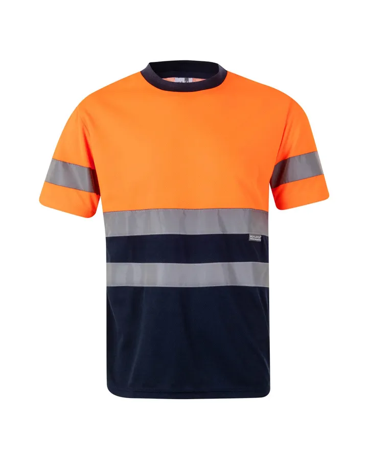 T-shirt technique bicolore à manches courtes