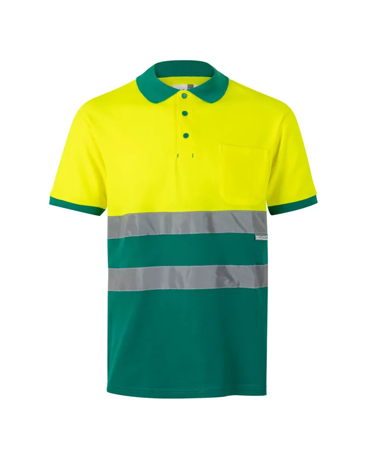 Polo coton bicolore à manches courtes