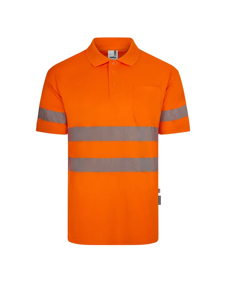 Polo polyester recyclé à manches courtes, avec bande segmentée