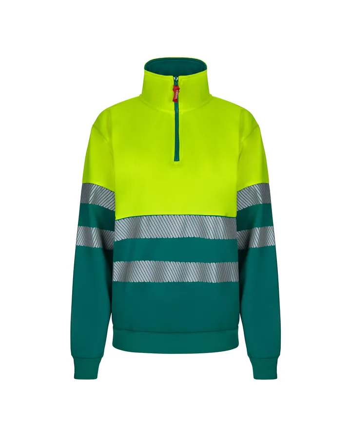 Sweat bicolore demi-zippé, avec bande segmentée