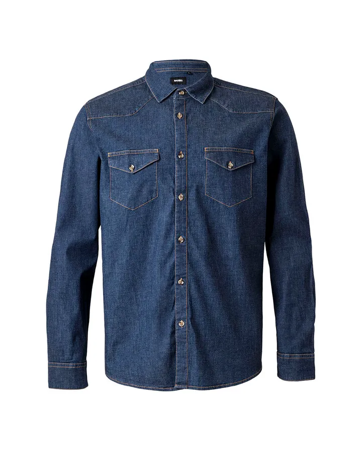 Chemise denim stretch manches longues homme