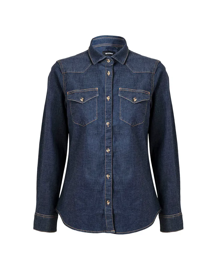 Chemise denim stretch manches longues femme
