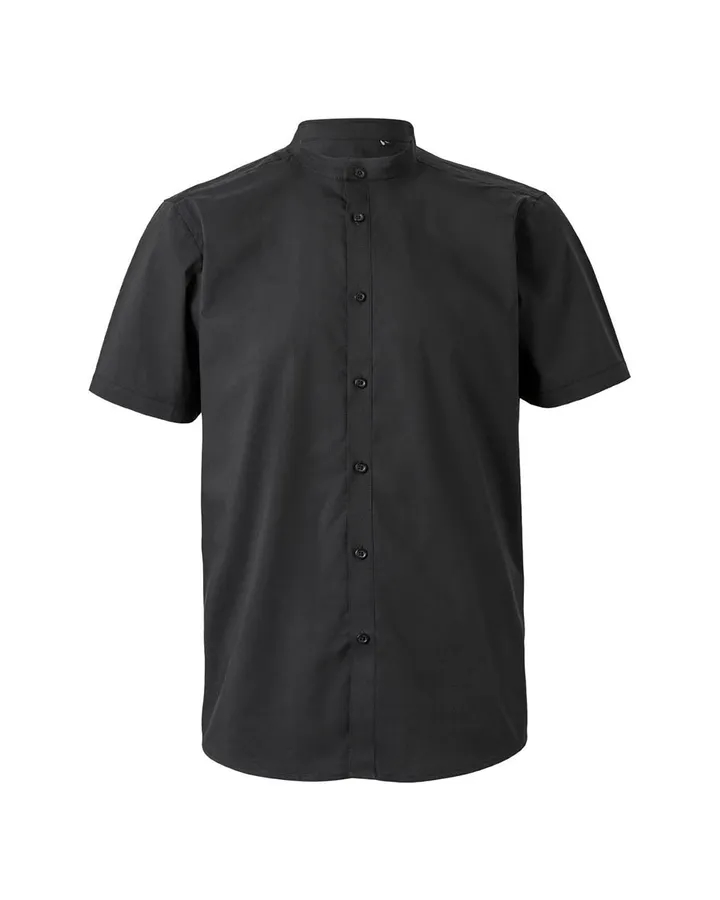 Chemise col mao stretch à manches courtes homme