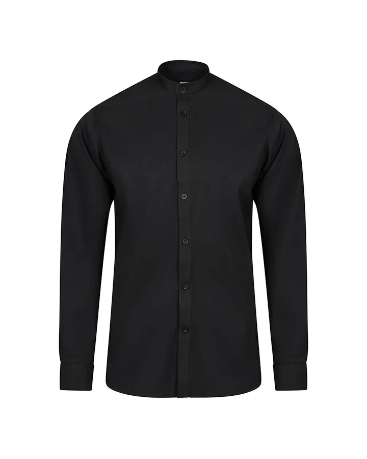 Chemise col mao stretch à manches longues homme