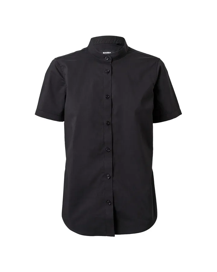 Chemise col mao stretch à manches courtes femme