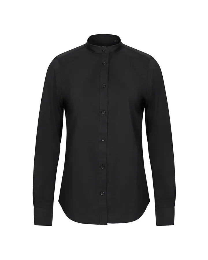 Chemise col mao stretch manches longues femme