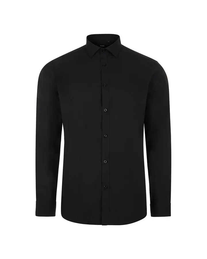 Chemise col italien stretch à manches longues homme