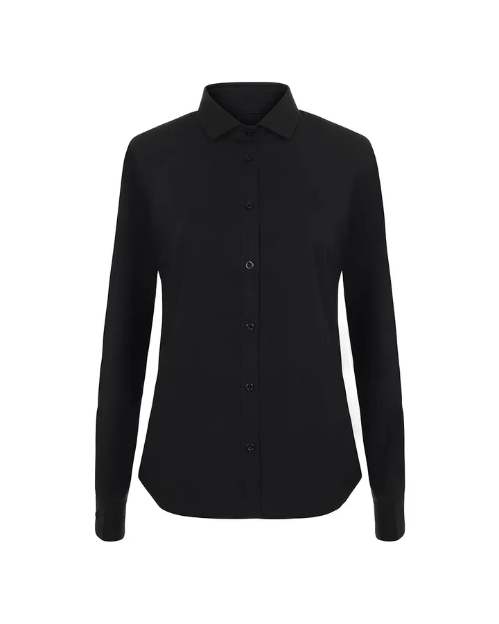 Chemise col italien stretch à manches longues femme