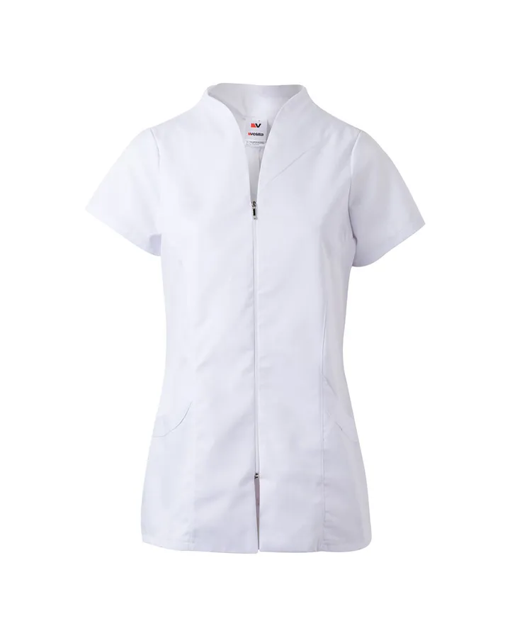 Tunique médicale à manches courtes avec zip femme